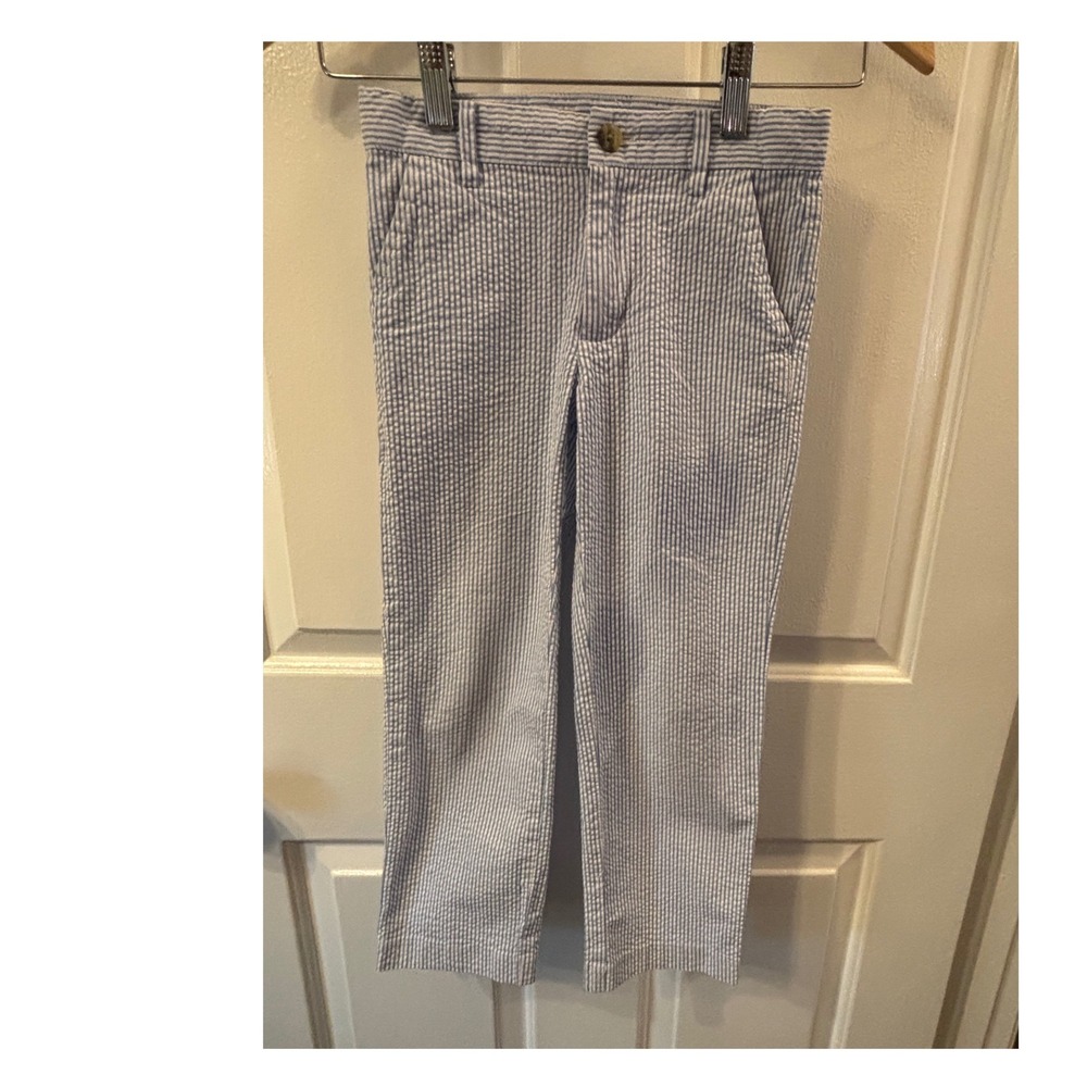 Janie and Jack Boys Blue White Seersucker Striped Dress Pants Size 6